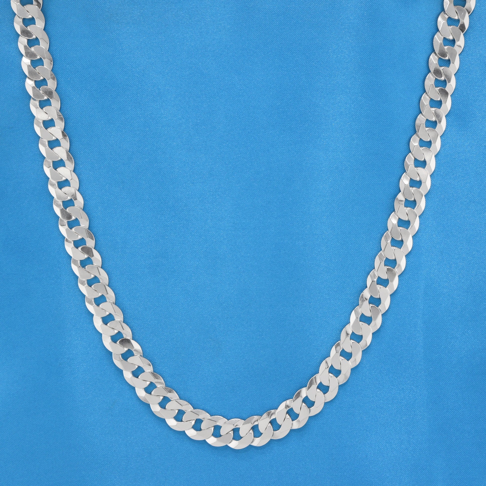 11mm Flat Curb Cuban Chain - 925 Silver