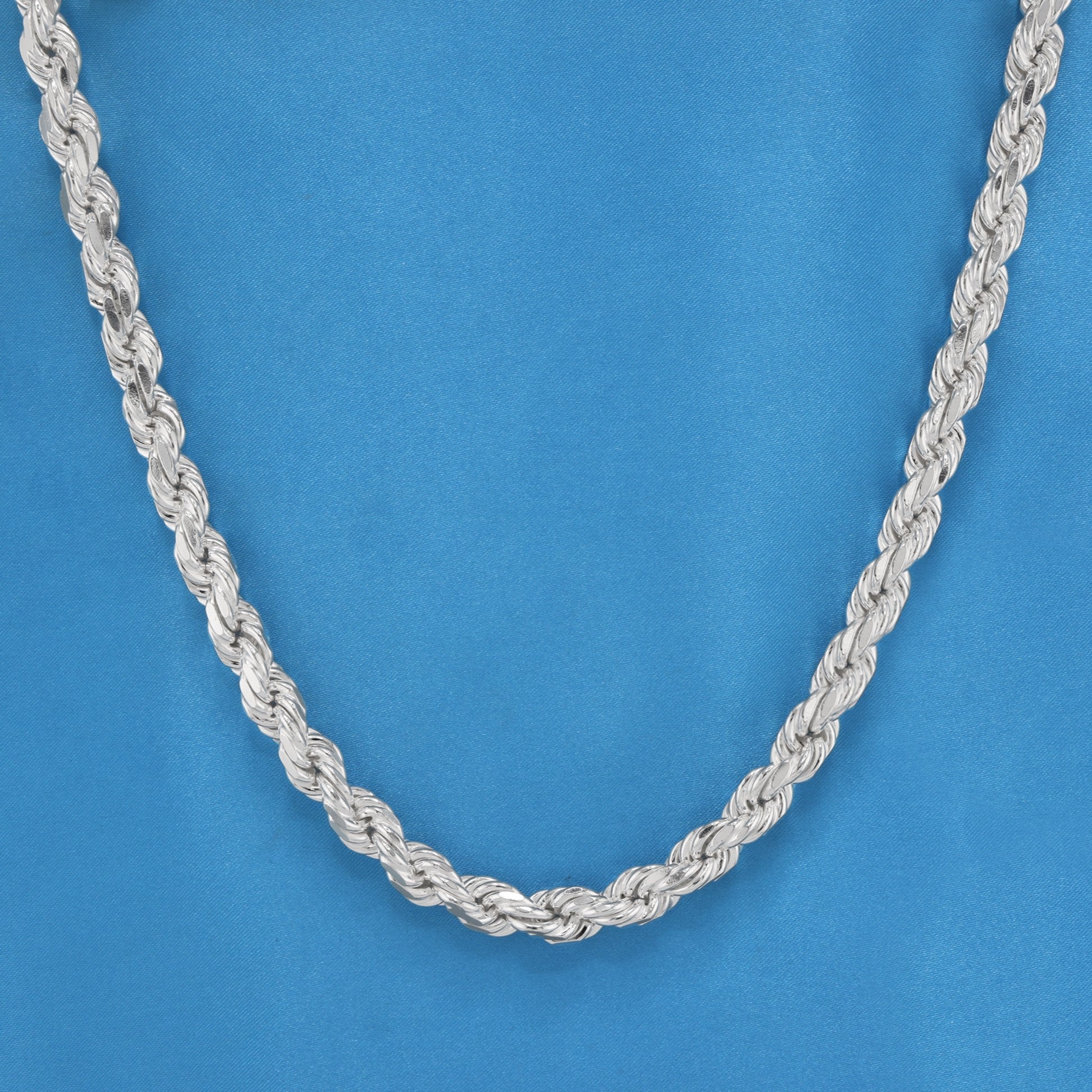 10mm Solid Diamond Cut Rope Chain - 925 Silver