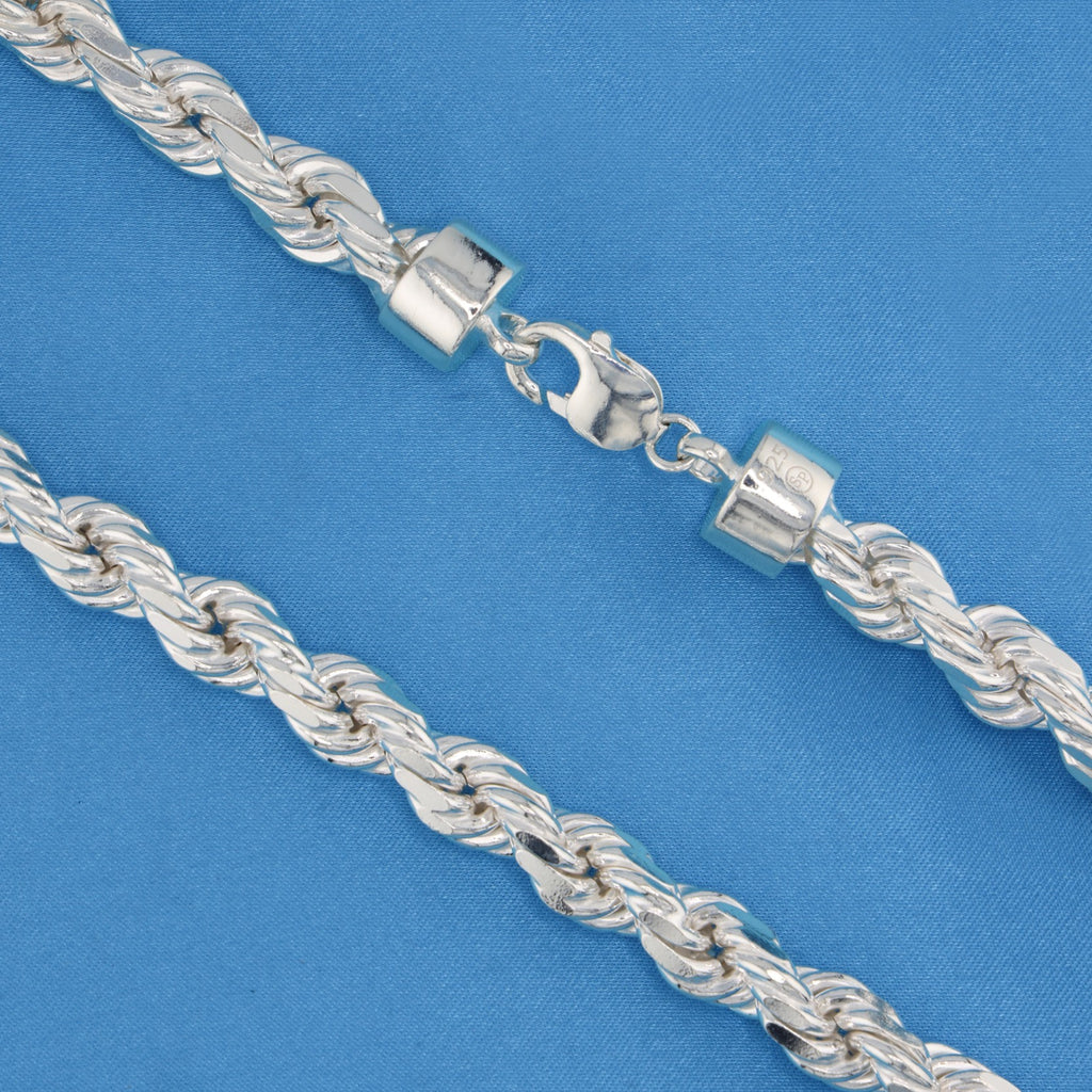 10mm Solid Diamond Cut Rope Chain - 925 Silver