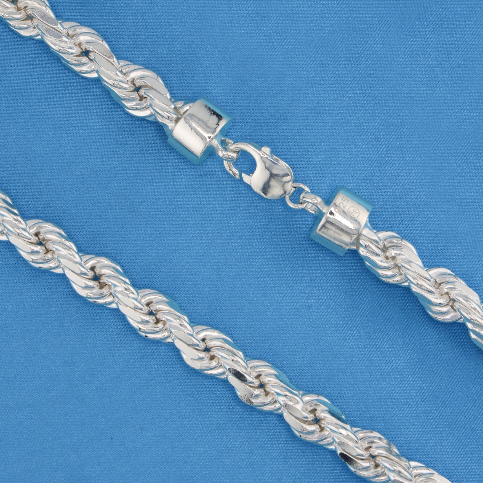 10mm Solid Diamond Cut Rope Chain - 925 Silver