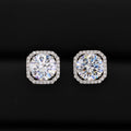 Iced out Diamond Stud Earrings - 925 Silver
