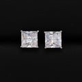 Square Cut Stud Earrings - 925 Silver
