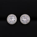 9mm Round Halo Stud Earrings - 925 Silver