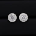 Fully Iced Out Round Halo Stud Earrings - 925 Silver