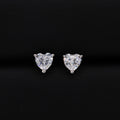 Heart Cut CZ Diamond Stud Earrings - 925 Silver