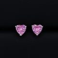 5mm Pink Heart Cut CZ Diamond Stud Earrings - 925 Silver
