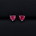 5mm Heart Cut Ruby CZ Diamond Stud Earrings - 925 Silver