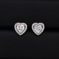 Heart Halo Stud Earrings - 925 Silver