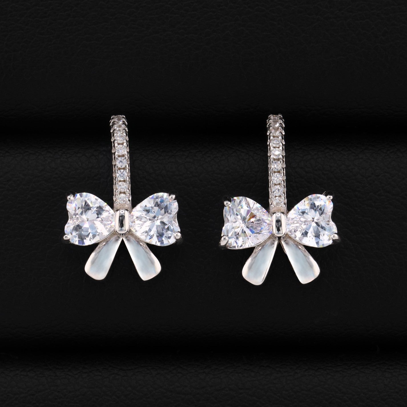 Iced Coquette Stud Earrings - 925 Silver