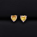 5mm Yellow Heart Cut Diamond Stud Earrings - 925 Silver