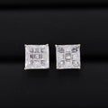 9mm Square Invisible Cut Stud Earrings - 925 Silver