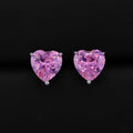 8mm Pink Heart Cut Diamond Stud Earrings - 925 Silver