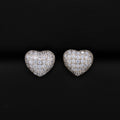 Iced Out Heart Earrings - 925 Silver