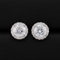 VVS Moissanite Halo 9mm Round Cut Stud Earring - 925 Silver