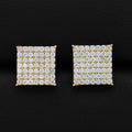 VVS Moissanite 9mm Iced Square Stud Earrings - Gold over 925 Silver