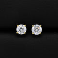 VVS Moissanite Round Cut Stud Earrings - Gold over 925 Silver