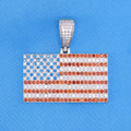 Iced Out USA Flag Pendant - 925 Silver