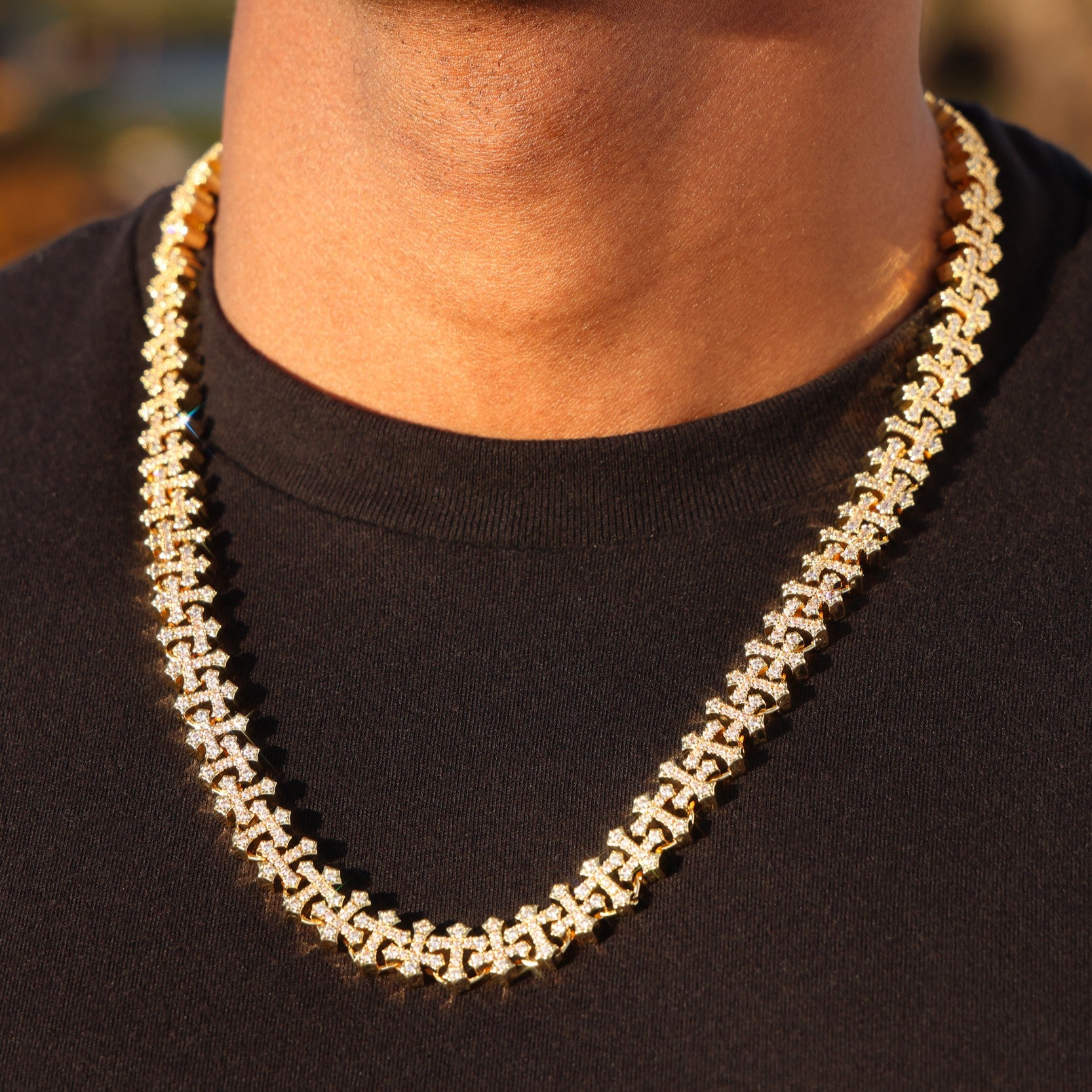 Iced Cross Chain - Gold