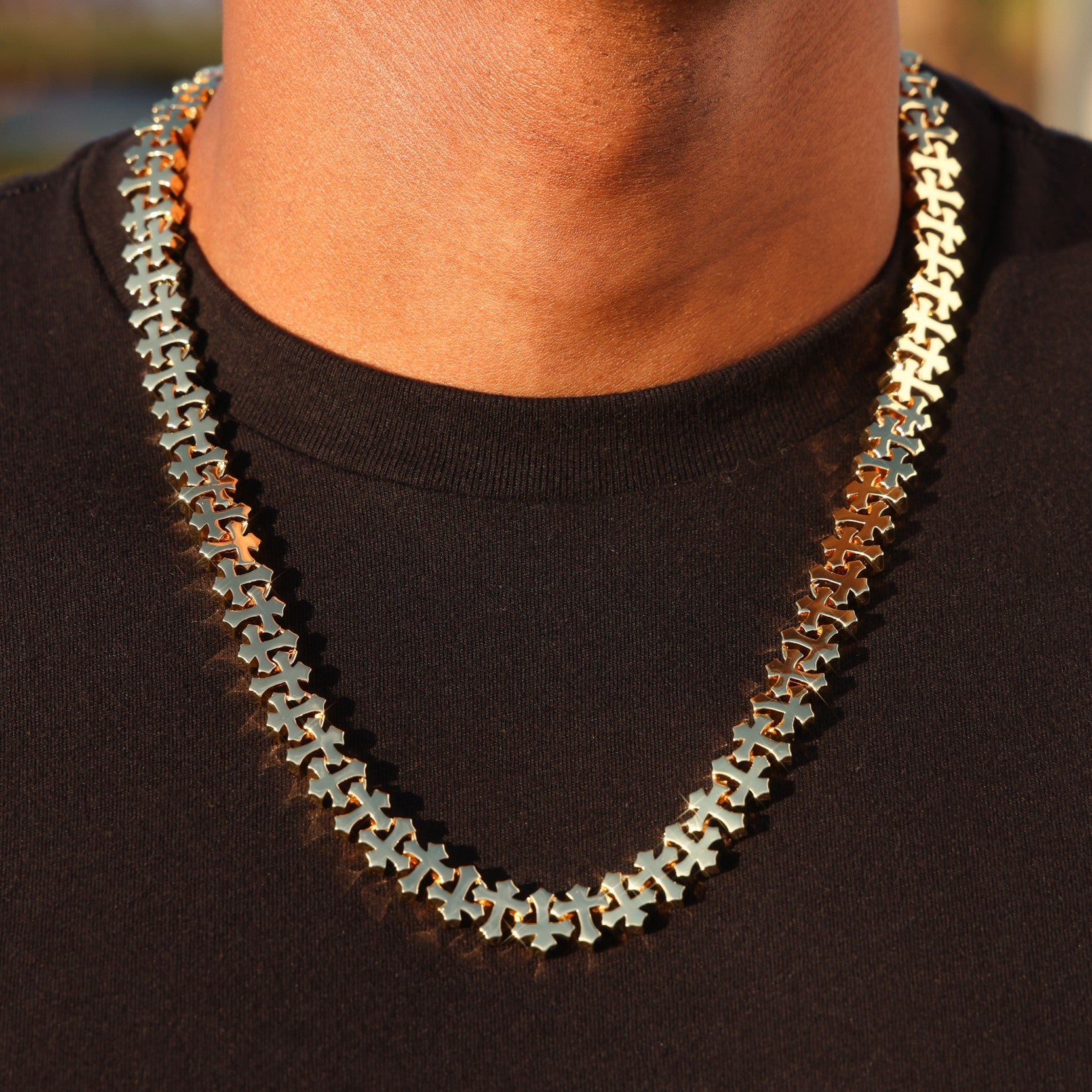 Iced Cross Chain - Gold