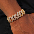 19mm Moissanite Prong Link bracelet - Gold over 925 Silver