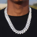 19mm Diamond Prong Link Cuban Chain - 925 Silver