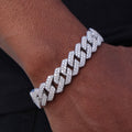13mm Diamond Prong Link Bracelet - 925 Silver