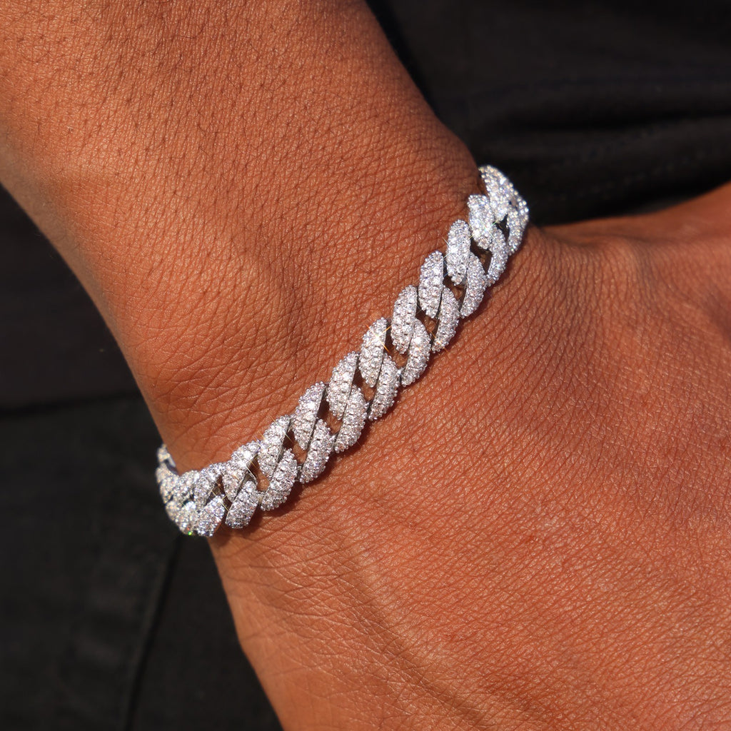 10mm Moissanite Cuban Link bracelet- 925 Silver