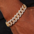 13mm Diamond Prong Link Cuban Bracelet - Gold