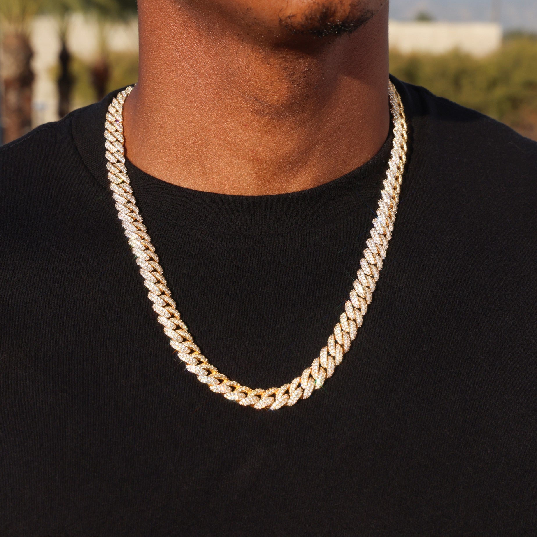 10mm Iced Out Cuban Chain - Gold