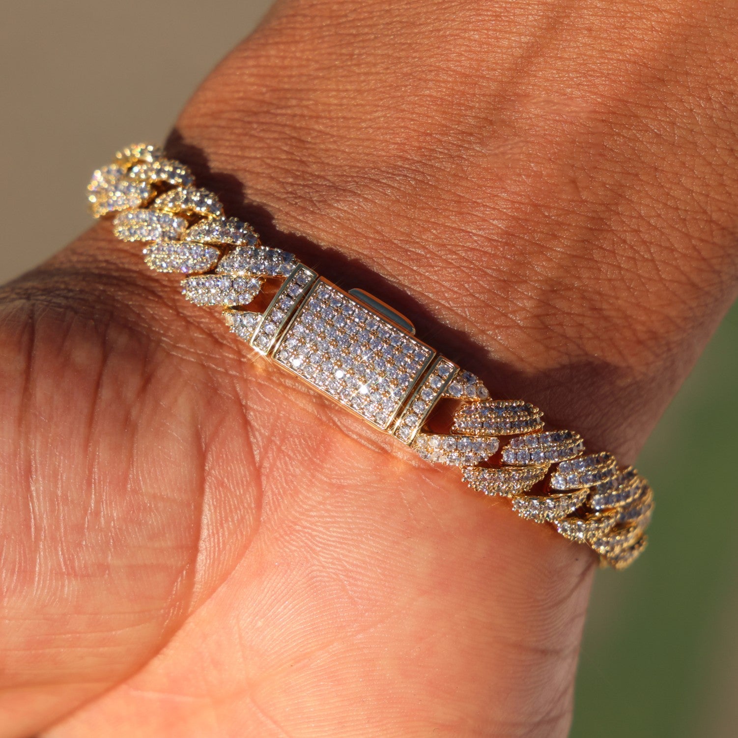 10mm Iced Out Cuban Bracelet - Gold