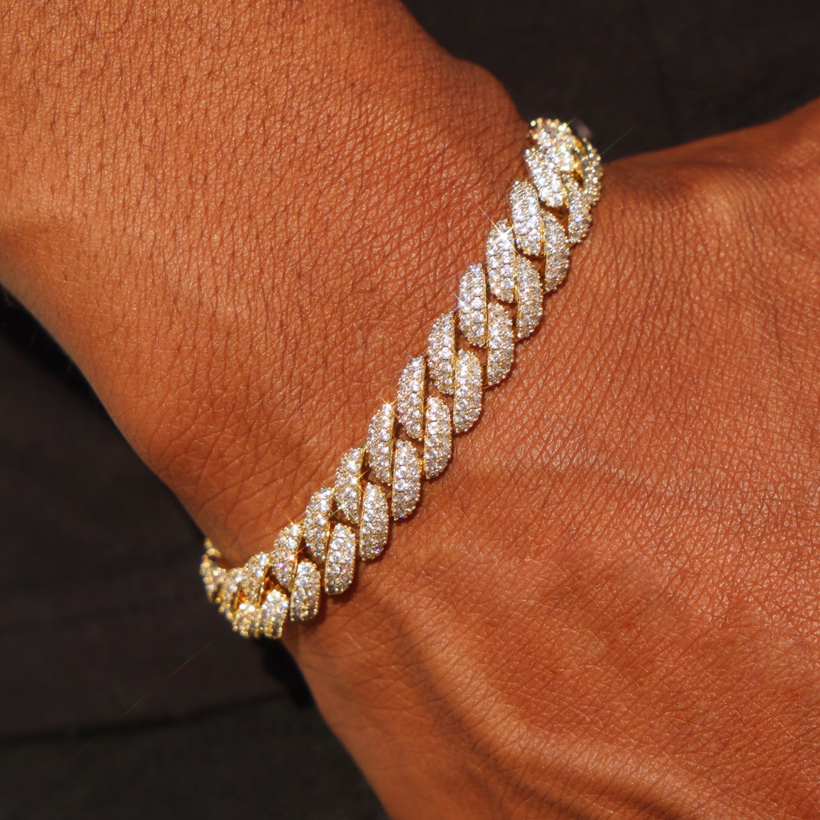 10mm Iced Out Cuban Bracelet - Gold