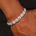 10mm Clustered Tennis Bracelet - White Gold