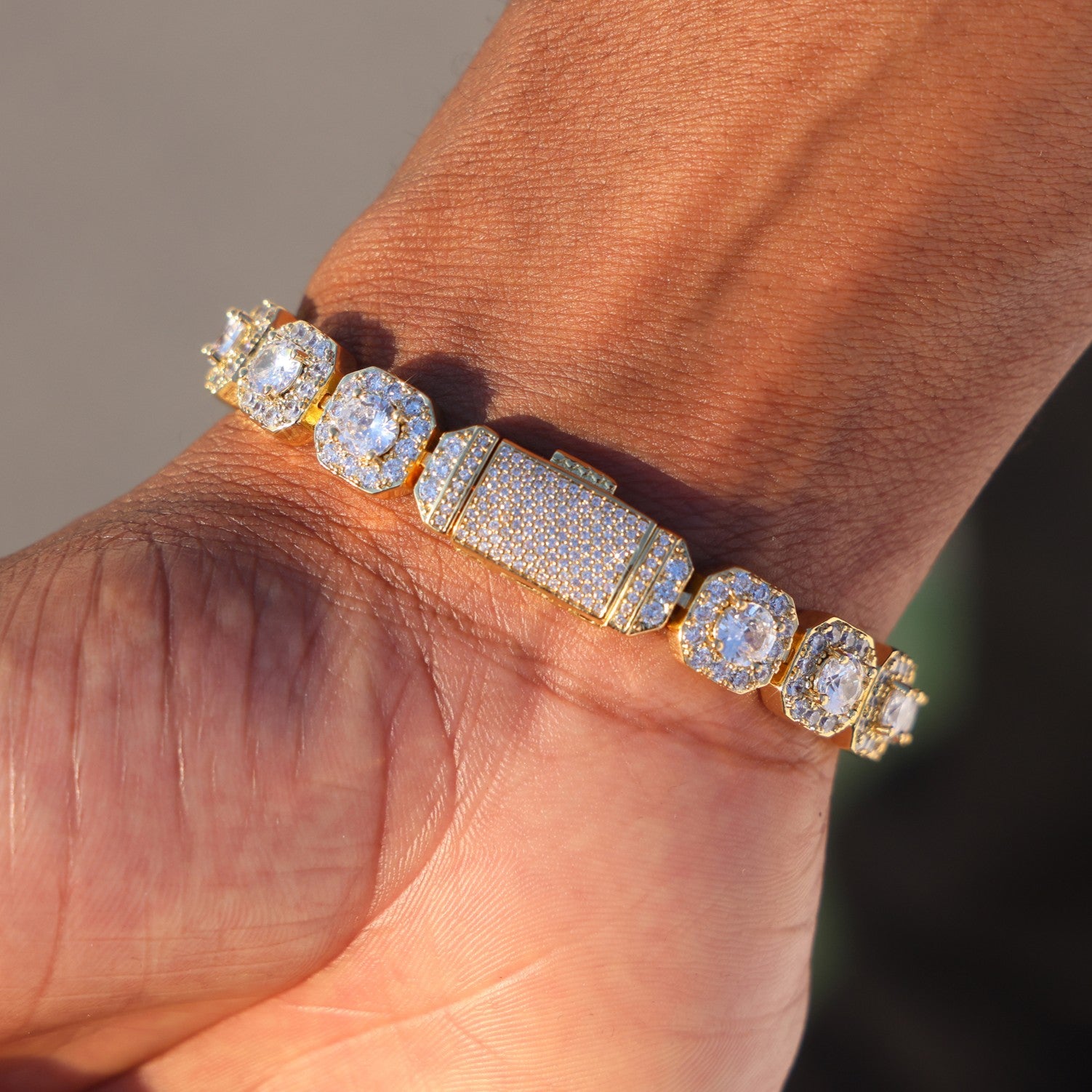 10mm Clustered Tennis Bracelet - Gold