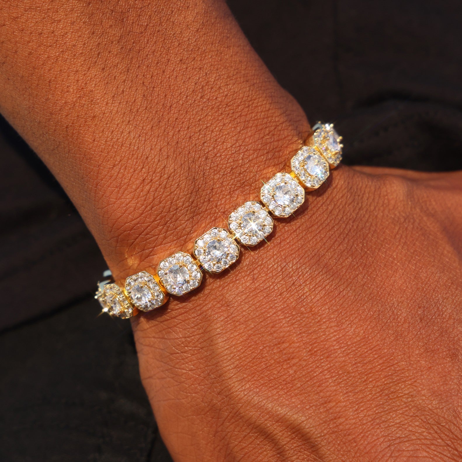 10mm Clustered Tennis Bracelet - Gold