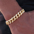 12mm Iced Out Miami Cuban Bracelet - Gold