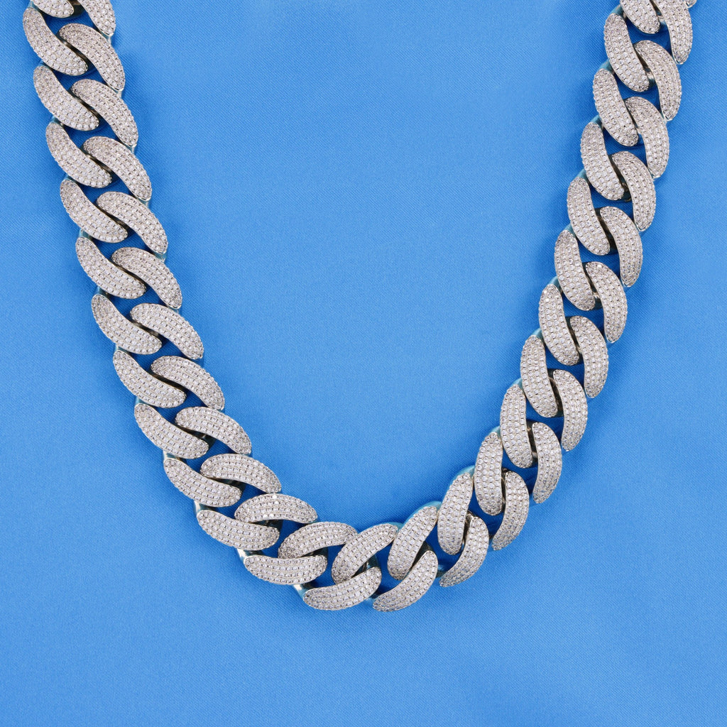 20mm Iced Out Cuban Chain - White Gold