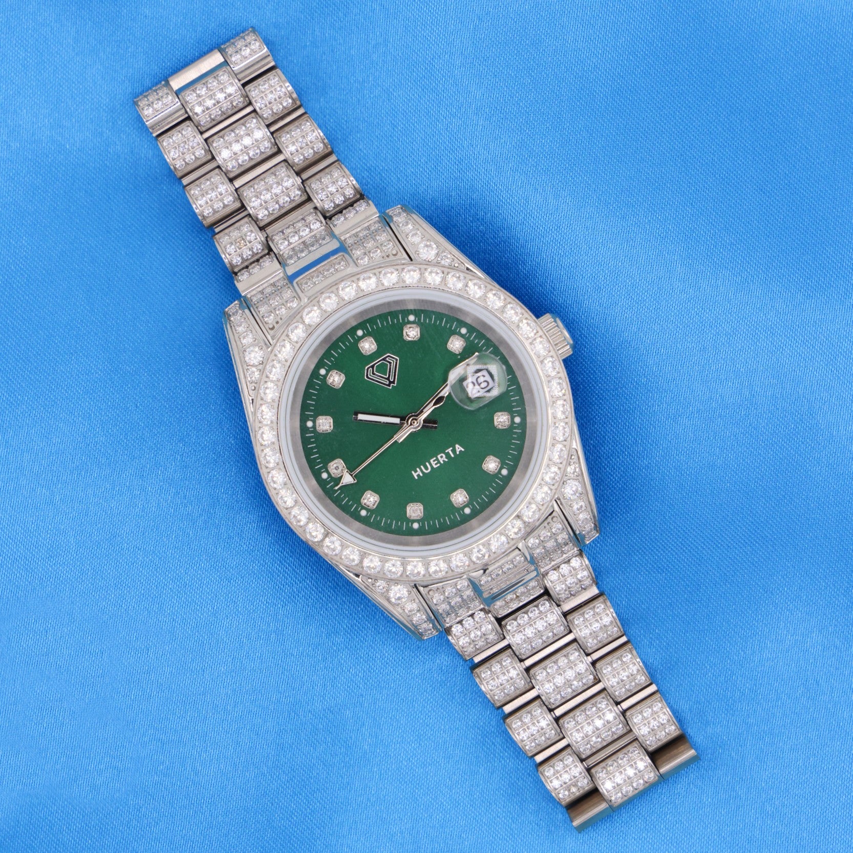 Iced Green Dial Watch - Stainless Steel