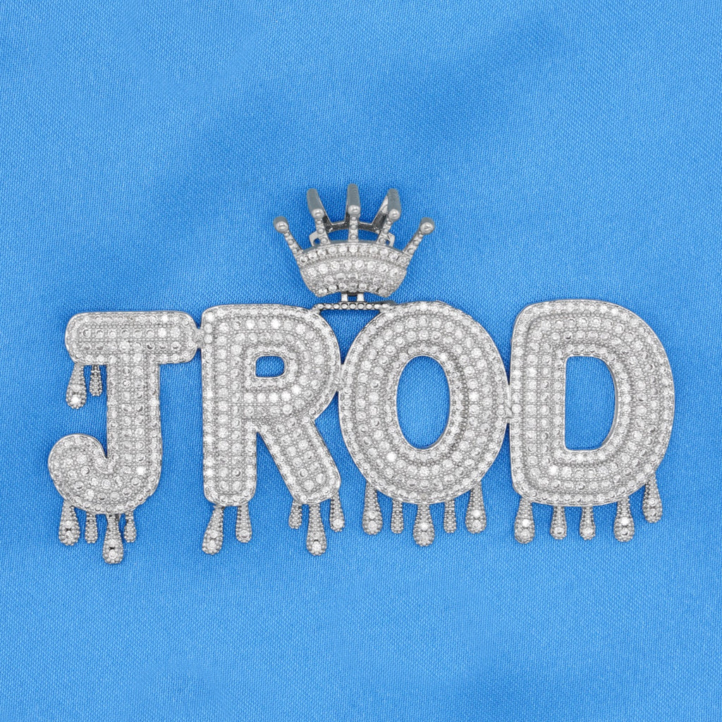 Custom Drip Letter Pendant - White Gold