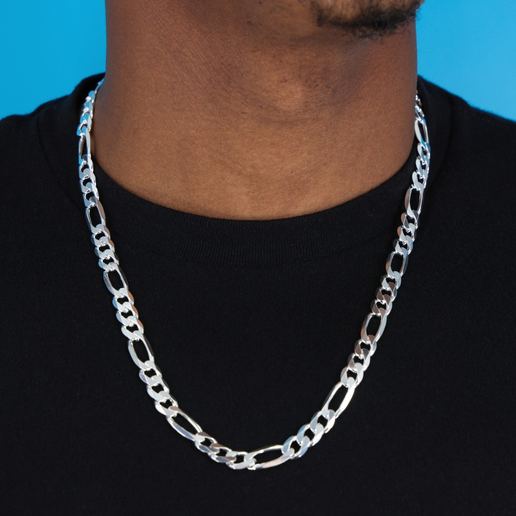 8mm Figaro Chain - 925 Silver