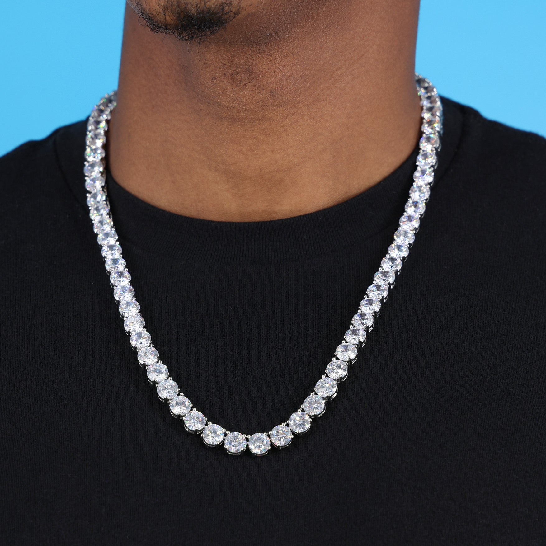 8mm Tennis Chain - White Gold