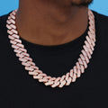 19mm Diamond Prong Link Cuban Chain - Rose Gold