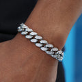 12mm Iced Out Miami Cuban Bracelet - White Gold