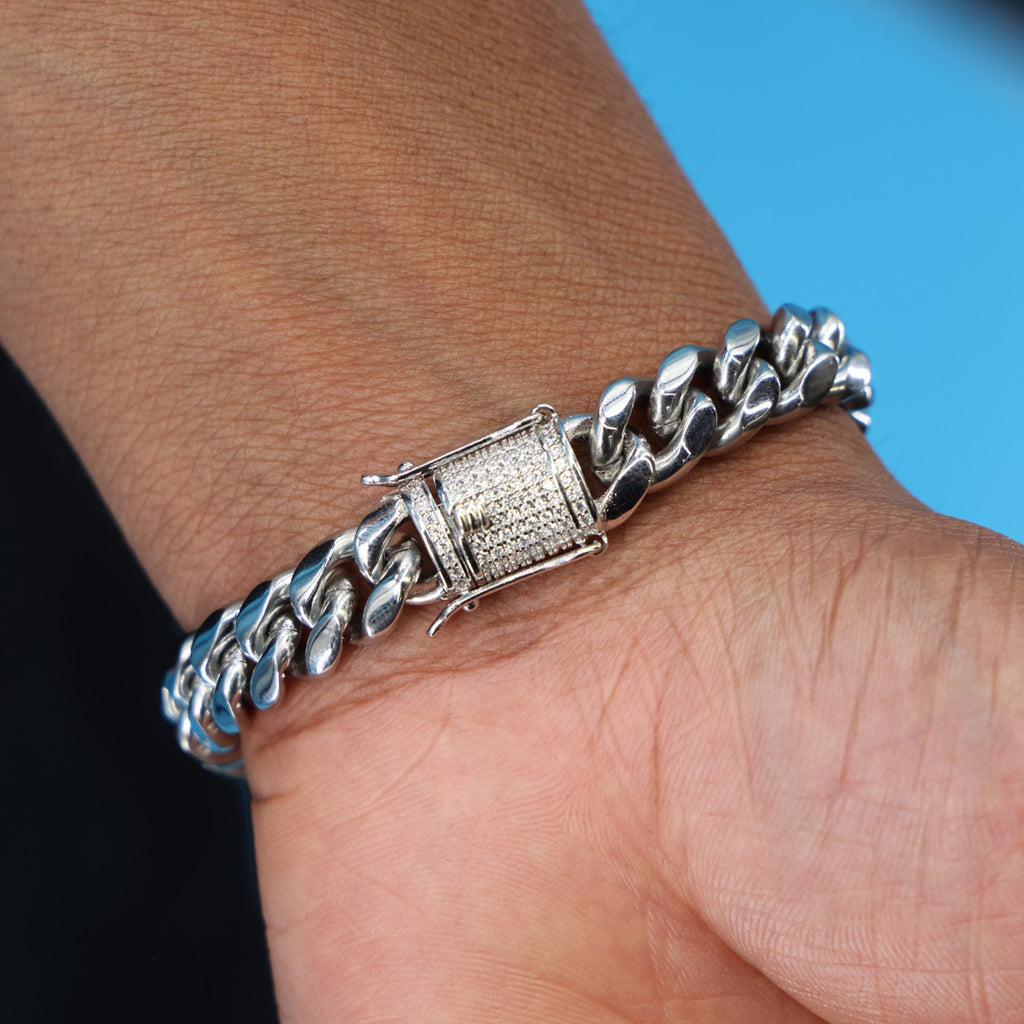 10mm Miami Cuban Bracelet (Iced Out Clasp) - Premium 316L Stainless