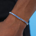 4mm Blue Tennis Bracelet - Gold