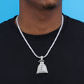 Iced Out Money Bag Pendant - White Gold