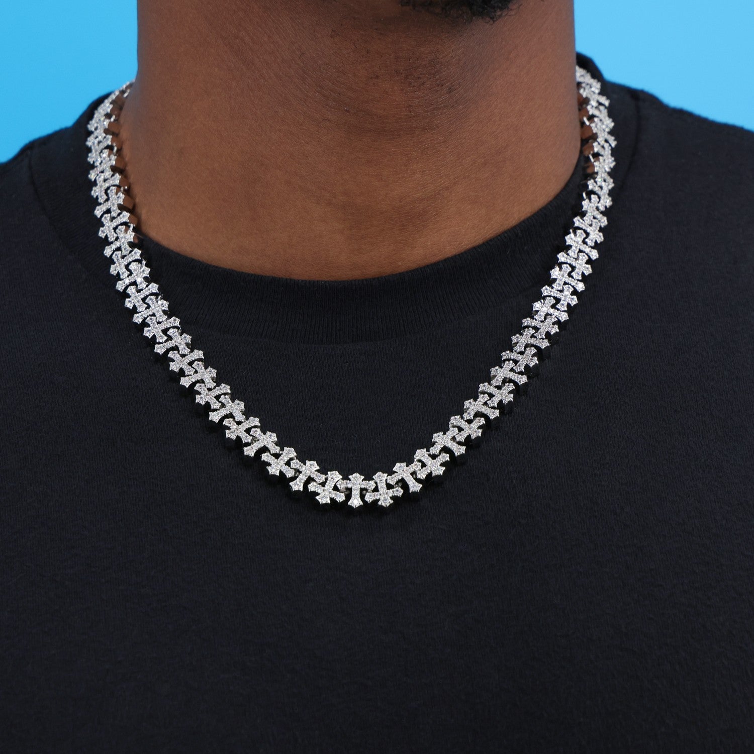 Iced Cross Chain - White Gold