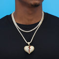 Iced Broken Heart Pendant - Gold