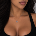Iced Evil Eye with Blue stone Necklace - 925 Silver